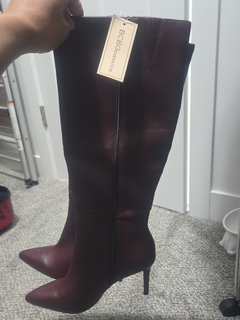 BCBGeneration Women's Tall Pointed Toe Stiletto Boots - Burgundy Plum